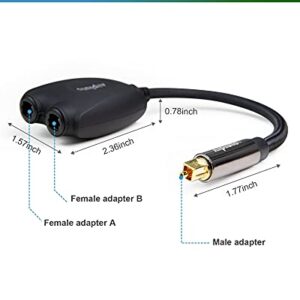 Alpluto Audio Splitter, Fiber Optic Audio Cable 1 in 2 Out Digital Toshlink Optical Audio Splitter Adapter Fiber Converter with 24K Gold Plated Connectors (Black)