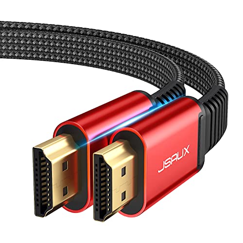 JSAUX 4K HDMI Cable 15ft, Flat Slim HDMI 2.0 Cable High Speed 18Gbps HDMI to HDMI Cord Support 3D, 4K@60Hz, 2160P, HD 1080P, Audio Return(ARC) Ethernet Compatible with UHD TV, Playstation PS4 PS3-Red