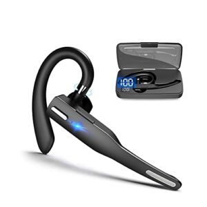 amercoowtt bluetooth headset, wireless bluetooth earpiece with microphone, 48 hours play time, 500mah charging case, built in enc dual mic noise cancelling, for business office/driving/truck
