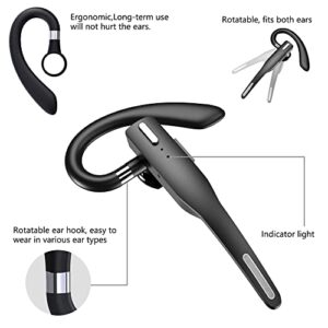 AMERCOOWTT Bluetooth Headset, Wireless Bluetooth Earpiece with Microphone, 48 Hours Play Time, 500mAh Charging Case, Built in ENC Dual Mic Noise Cancelling, for Business Office/Driving/Truck