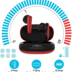 Conduction Headphone True Wireless Earbuds, 5.1 Bluetooth Earphone in-Ear Stereo Headphone Built-in Mic, LED Display for Work, Sports, Game (Color : A)