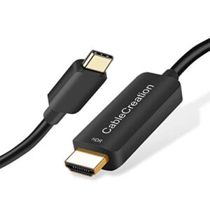 cablecreation usb c to hdmi cable 4k@60hz hdr, 6ft usb c to hdmi cord, compatible with macbook pro 2020, ipad pro 2020, surface book 2, s20, s10 to tv, projector, monitor, black