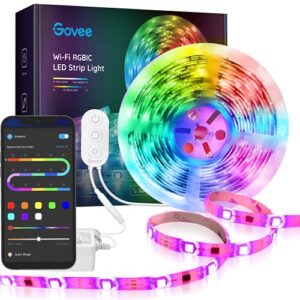 govee 16.4ft rgbic led strip lights, wifi color changing led lights segmented control, work with alexa and google assistant, music led lights for bedroom, kitchen, christmas party