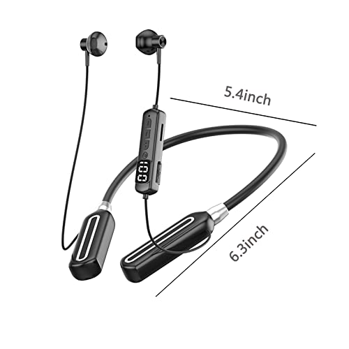 TOUMENY 5.0 Neck Hanging Wireless Bluetooth Headset, Intelligent Digital Display Can Be Inserted Into The Card, Sports Range