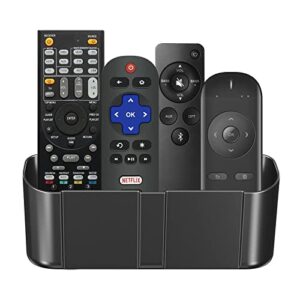 suptek remote control holder wall mount，hole-free tv remote holder (for 3 or 4 remotes, black, quantity 1)
