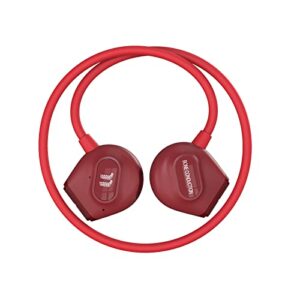 ullife me-300s: lightest foldable bone conduction headphones, waterproof open-ear bluetooth sport headphones, wireless earphones for workouts and running, built-in mic, with ear hooks (red)