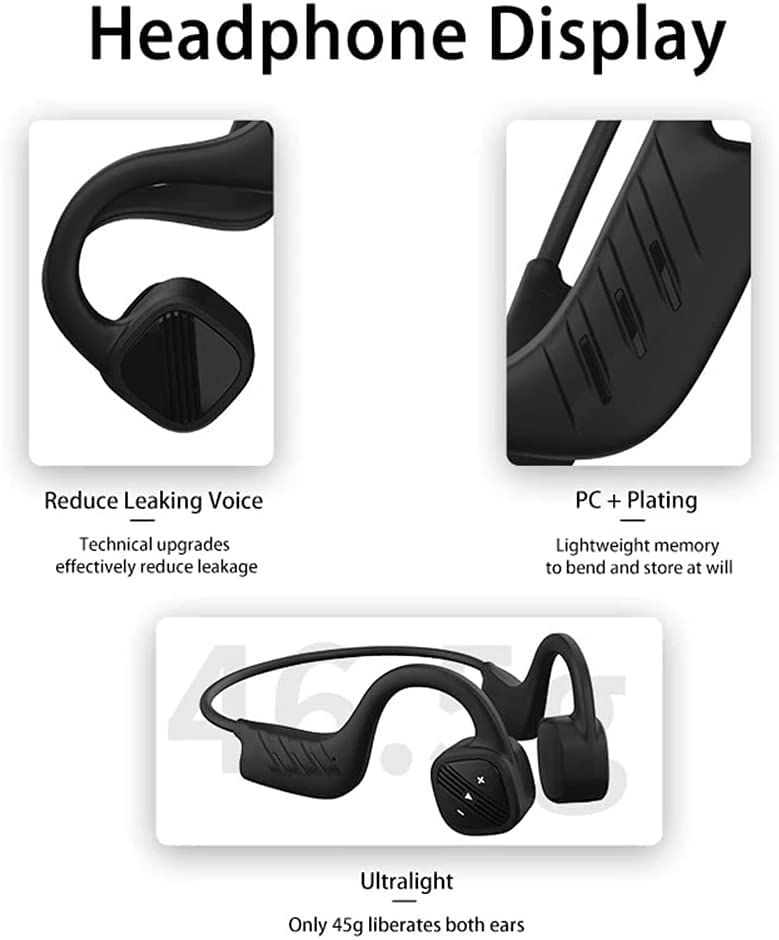 MUVLUX Conduction Headphone Wireless Bone Conduction Headphones, Bluetooth 5.0 Open-Ear Wireless Sports Headsets, IP8 Waterproof, for Jogging, Running, Driving, Cycling