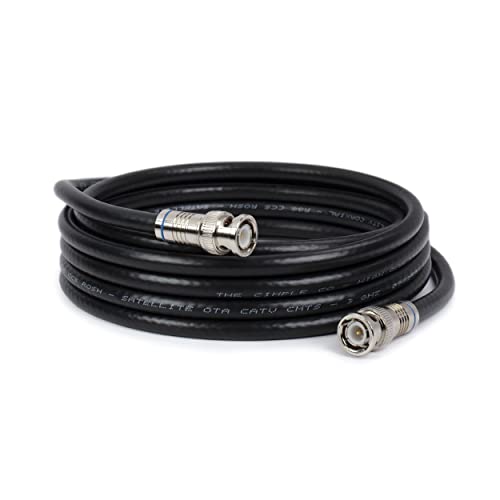 BNC Cable, Black RG6 HD-SDI and SDI Cable (with Two Male BNC Connections) - 75 Ohm, Professional Grade, Low Loss Cable - 50 feet (50')