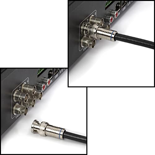 BNC Cable, Black RG6 HD-SDI and SDI Cable (with Two Male BNC Connections) - 75 Ohm, Professional Grade, Low Loss Cable - 50 feet (50')