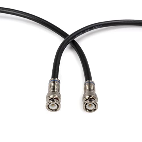 BNC Cable, Black RG6 HD-SDI and SDI Cable (with Two Male BNC Connections) - 75 Ohm, Professional Grade, Low Loss Cable - 50 feet (50')