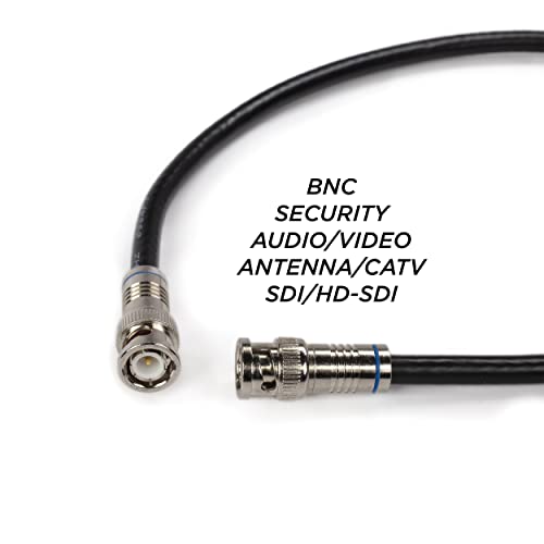 BNC Cable, Black RG6 HD-SDI and SDI Cable (with Two Male BNC Connections) - 75 Ohm, Professional Grade, Low Loss Cable - 50 feet (50')