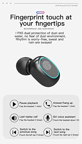 Wireless Headphones TWS Bluetooth 5.2 Earphones Stereo Headset Sport Earbuds with Microphone Flashlight for Smartphone. Pine