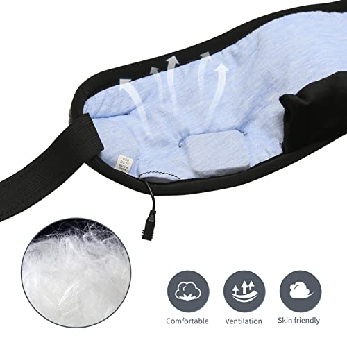 Sleeping Headphones Eye Mask for Sleeping with Removable Wireless Headphones Microphone Handsfree Travel Sleep Music Mask Gifts for Him (Black)