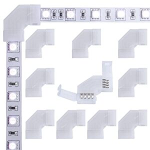 nicelux 90 degree corner 4 pin l shape connector for 10mm rgb led strip light non-waterproof ip20(10 pcs)