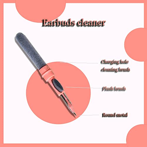 Bluetooth Earbuds Cleaning Pen, Multifunction Earphones Cleaner Suitable for Headset,Keyboard, Phone and Camera Lens (Pink) (HGR003)