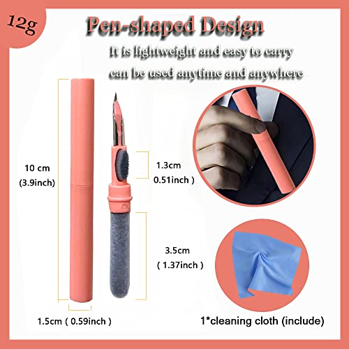 Bluetooth Earbuds Cleaning Pen, Multifunction Earphones Cleaner Suitable for Headset,Keyboard, Phone and Camera Lens (Pink) (HGR003)