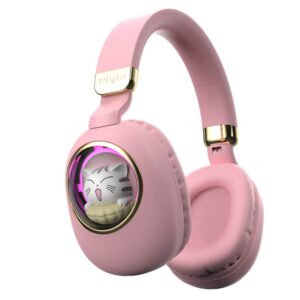 loluka wired headphones cute cat design foldable light weight headphones stereo sound for boys & girl wired headset over ear headphone with both bluetooth and cable for cellphone and pc