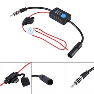 Antenna Amplifier, Signal Booster Universal 12V Car FM AM Radio Antenna Signal Reception Amplifier Booster High Gain Low Noise HD 25dB