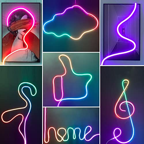 GLPE Neon Rope Lights,10FT 252 LEDs Smart Neon Lights,TuYa APP Control and Music Sync,RGBIC Backlights Works with Alexa and Google Assistant,DIY Creative Strip Lights for Gaming, Living Room,Bedroom