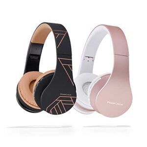 powerlocus rose gold bluetooth headphones with black/brown bluetooth headphones