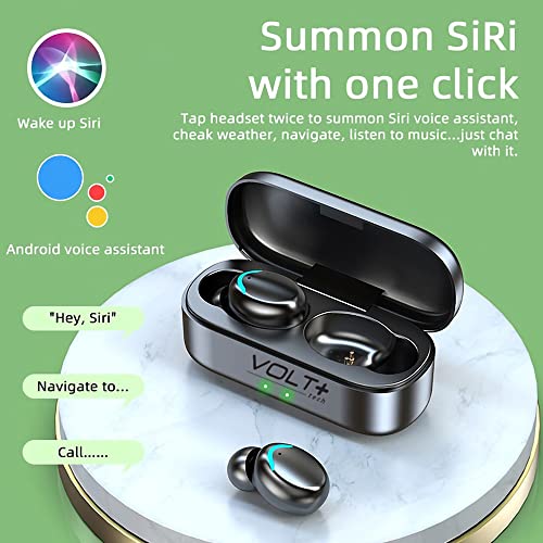 VOLT PLUS TECH Slim Travel Wireless V5.1 Earbuds Compatible with Your Xiaomi Redmi Note 11 Pro+ Updated Micro Thin Case with Quad Mic 8D Bass IPX7 Waterproof/Sweatproof (White)