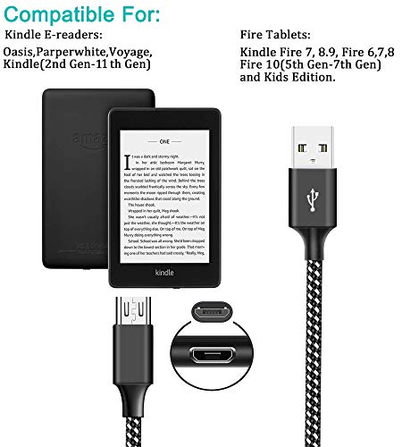 Micro USB Cable for Fire Tablet HD 7 8 10 4th 5th 6th 7th Generation,E-Readers,TV Stick Power Cord Samsung Galaxy Braided Android Phone Charger Fast Charging Cable Mini PC Intel Computer Stick 6 FT