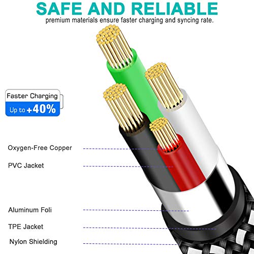 Micro USB Cable for Fire Tablet HD 7 8 10 4th 5th 6th 7th Generation,E-Readers,TV Stick Power Cord Samsung Galaxy Braided Android Phone Charger Fast Charging Cable Mini PC Intel Computer Stick 6 FT