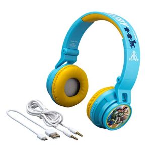 ekids toy story 4 kids bluetooth headphones, wireless headphones with microphone includes aux cord, volume reduced kids foldable headphones for school, home, or travel