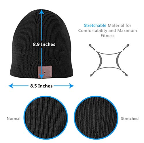 BearsFire Bluetooth Beanie Hat with Touchscreen Gloves, Wireless Headphone Music Hat Cap Winter Soft Warm Knitted Hat for Men Black