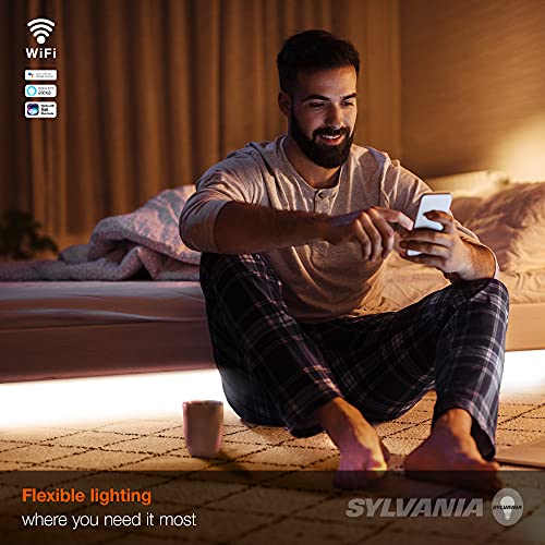 SYLVANIA Wifi LED Smart Strip Light Expansion Kit, 6.5ft, Indoor, Full Color & Adjustable White, Compatible with Alexa and Google Home Only - 1 Pack (75705)