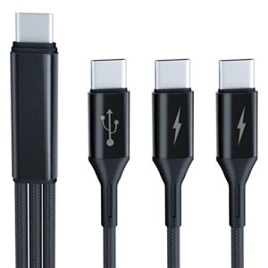 GELRHONR USB C Splitter Cable,USB C Male to 3 Type-C Male Charge Cable,3 in 1 Nylon Braided Charging Cord with 3x0.2m Cable, 5A Fast Charge,Compatible with Mobile/Android and More （0.65 FT-0.2M）