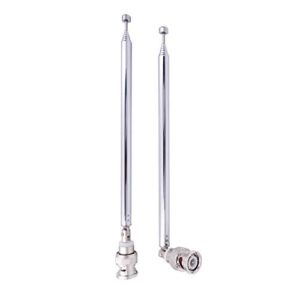 fancasee (2 pack) bnc radio antenna with bnc male plug jack connector adapter telescopic stainless steel hf vhf uhf bnc antenna for portable mobile handheld radio scanner police scanner receiver