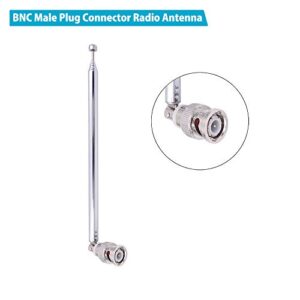 Fancasee (2 Pack) BNC Radio Antenna with BNC Male Plug Jack Connector Adapter Telescopic Stainless Steel HF VHF UHF BNC Antenna for Portable Mobile Handheld Radio Scanner Police Scanner Receiver