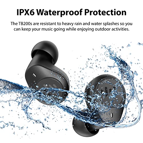 iLuv TB200 Black True Wireless Earbuds Cordless in-Ear Bluetooth 5.0 with Hands-Free Call Microphone, IPX6 Waterproof Protection, High-Fidelity Sound; Includes Compact Charging Case & 4 Ear Tips