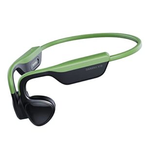 bone conduction headphones waterproof ipx8 underwater swimming open ear earphones for iphone android workout bluetooth over ear phones built-in microphone headset for running swim cycling gym green