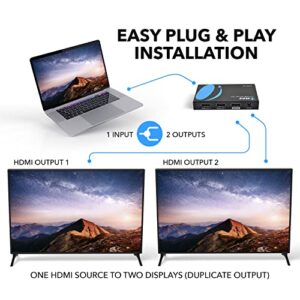 OREI 4K 1x2 2.0 HDMI Splitter, 2 Ports with Full UltraHD 4:4:4 HDR, HDR10, Dolby Vision, HDCP 2.2, 4K at 60Hz, EDID Support