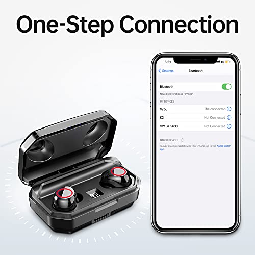 Picun Earbuds Wireless in Ear 100 Hrs Playtime Bluetooth 5.0 Earphones with Charging Case HiFi Stereo, IPX7 Waterproof Headphones, Touch Control LED Display Earbuds for Workout Sport Home