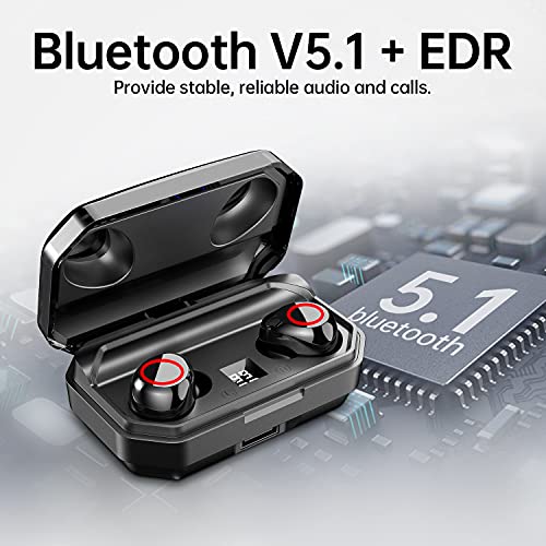 Picun Earbuds Wireless in Ear 100 Hrs Playtime Bluetooth 5.0 Earphones with Charging Case HiFi Stereo, IPX7 Waterproof Headphones, Touch Control LED Display Earbuds for Workout Sport Home