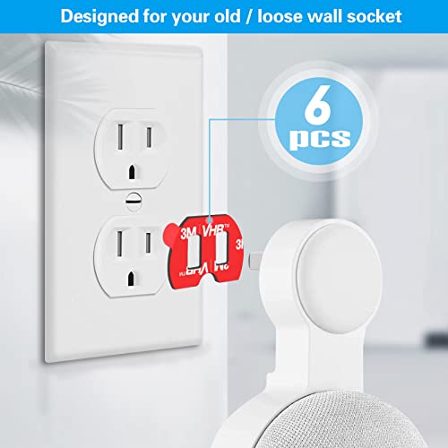 Sticky Adhesive for Loose Power Outlet/Wall Socket, 6Pcs Double Sided Sticker Compatible with 3rd / 4th Gen Wall Mount WiFi Home-Pod Mini Stand, 3M High-Bond Tape for Power Plug, Extender, Adapter