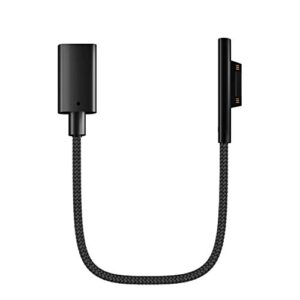 sisyphy surface connect to usb c charging cable (matte black, nylon 0.7ft), compatible for microsoft surface pro 7/6/5/4/3 go 4/3/2/1 laptop book, work with 45w 15v3a pd charger and usb type c cable