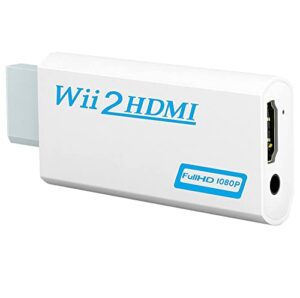 ruipuo wii to hdmi converter output video audio adapter, with 3.5mm audio video output supports all wii display modes, best compatibility and stability for nintendo (wii to hdmi adapter)