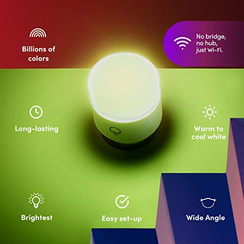 LIFX Color, A19 1100 lumens, Wi-Fi Smart LED Light Bulb, Billions of Colors and Whites, No bridge required, Works with Alexa, Hey Google, HomeKit and Siri multicolor (2 Pack)