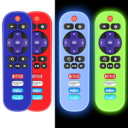 TOLUOHU(4 Pack) RC280 TCL Roku TV Remote Control Case Cover Silicone(Glow in Dark) RC280 TCL Roku TV Remote Skin Sleeve Shockproof with Lanyard