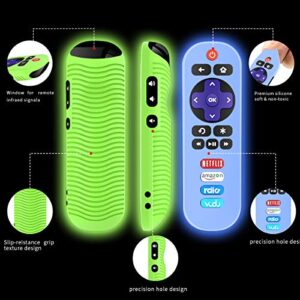 TOLUOHU(4 Pack) RC280 TCL Roku TV Remote Control Case Cover Silicone(Glow in Dark) RC280 TCL Roku TV Remote Skin Sleeve Shockproof with Lanyard