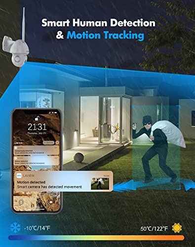 LaView Security Camera Outdoor Wired Starlight Color Night Vision, 2K Cameras for Home Security AI Human Detection & Auto Tracking, IP65 Outdoor Camera 2-Way Audio, US Cloud, Compatible with Alexa