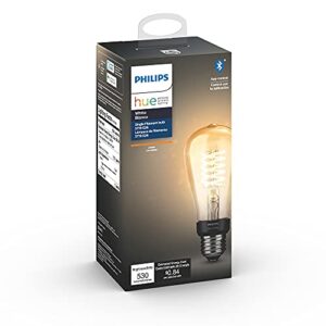 Philips Hue White Dimmable Filament ST19 LED Smart Vintage Edison Bulb, Bluetooth & Hub Compatible (Hue Hub Optional), Voice Activated with Alexa