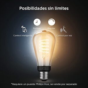 Philips Hue White Dimmable Filament ST19 LED Smart Vintage Edison Bulb, Bluetooth & Hub Compatible (Hue Hub Optional), Voice Activated with Alexa