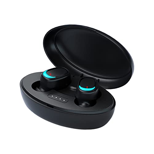Lovskoo True Wireless Bluetooth Earphones 5.2 Headphones Sport Waterproof with Wireless Charging Case Stereo Earphones in-Ear Built-in Mic Headset Noise Cancelling Wireless Earphones (Black)