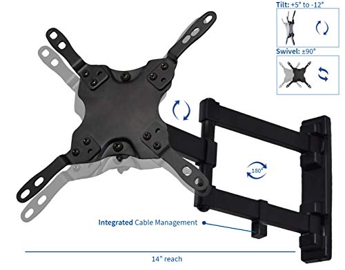 VIVO TV Wall Mount for 13 to 42 inch LCD LED Plasma Screens, Fully Articulating VESA Stand Bracket, MOUNT-VW01