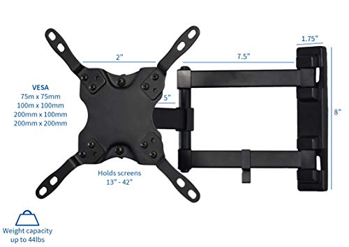 VIVO TV Wall Mount for 13 to 42 inch LCD LED Plasma Screens, Fully Articulating VESA Stand Bracket, MOUNT-VW01